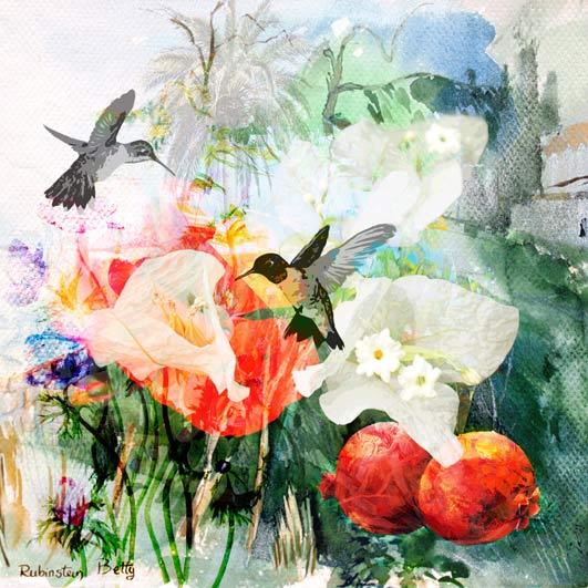 abstract art, painting for home, wall art, israeli art, modern art, two birds