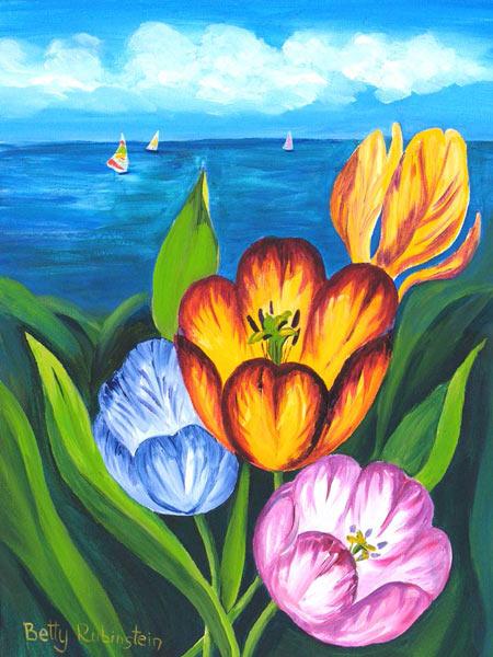 ציור אווירה לסלון, ציור לבית ומשרד, ציורים למכירה, ציור פרחים